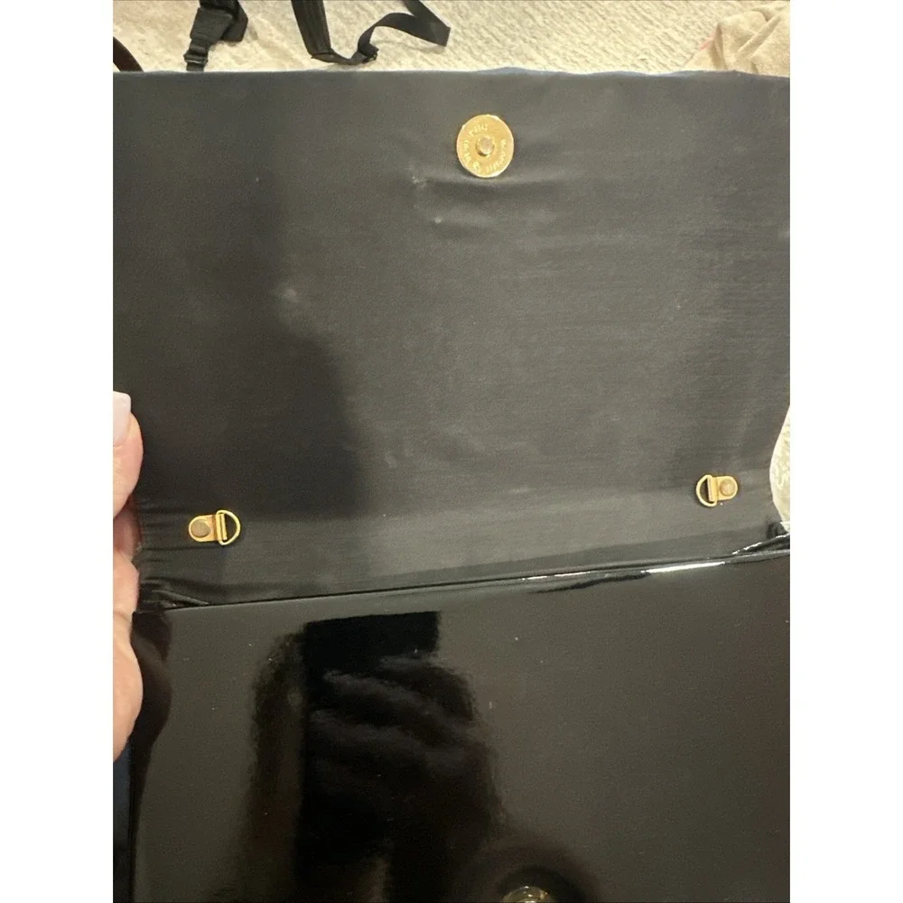 Vintage Patent Leather Clutch Bag Black Small Date Night Minimalist Capsule